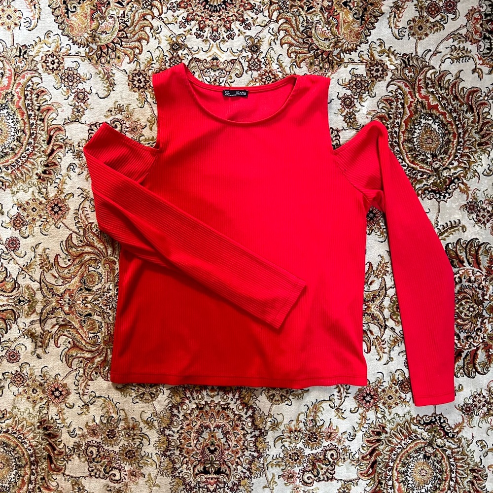 🌼2 for 25🌼 Zara cold shoulder ted ribbed long sleeve sexy top